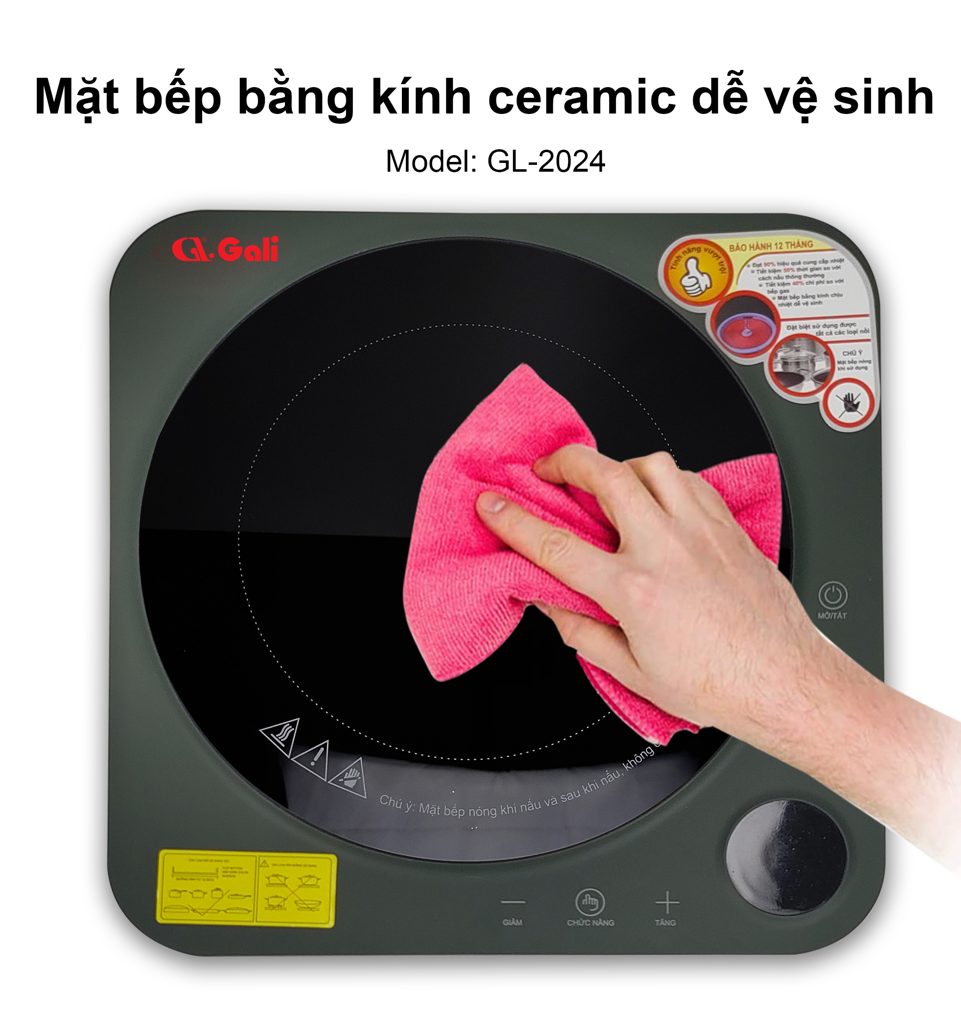 Bếp Điện Quang Gali GL-2024. Không kén nồi, dùng cho các loại nồi đáy bằng. Hàng chính hãng bảo hành 12 tháng