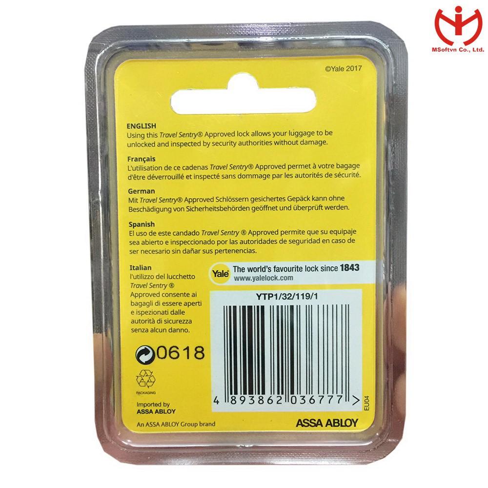 Ổ khóa số Yale YTP1/32/119/1 thân kẽm rộng 32mm có TSA dùng khóa vali hành lý - MSOFT