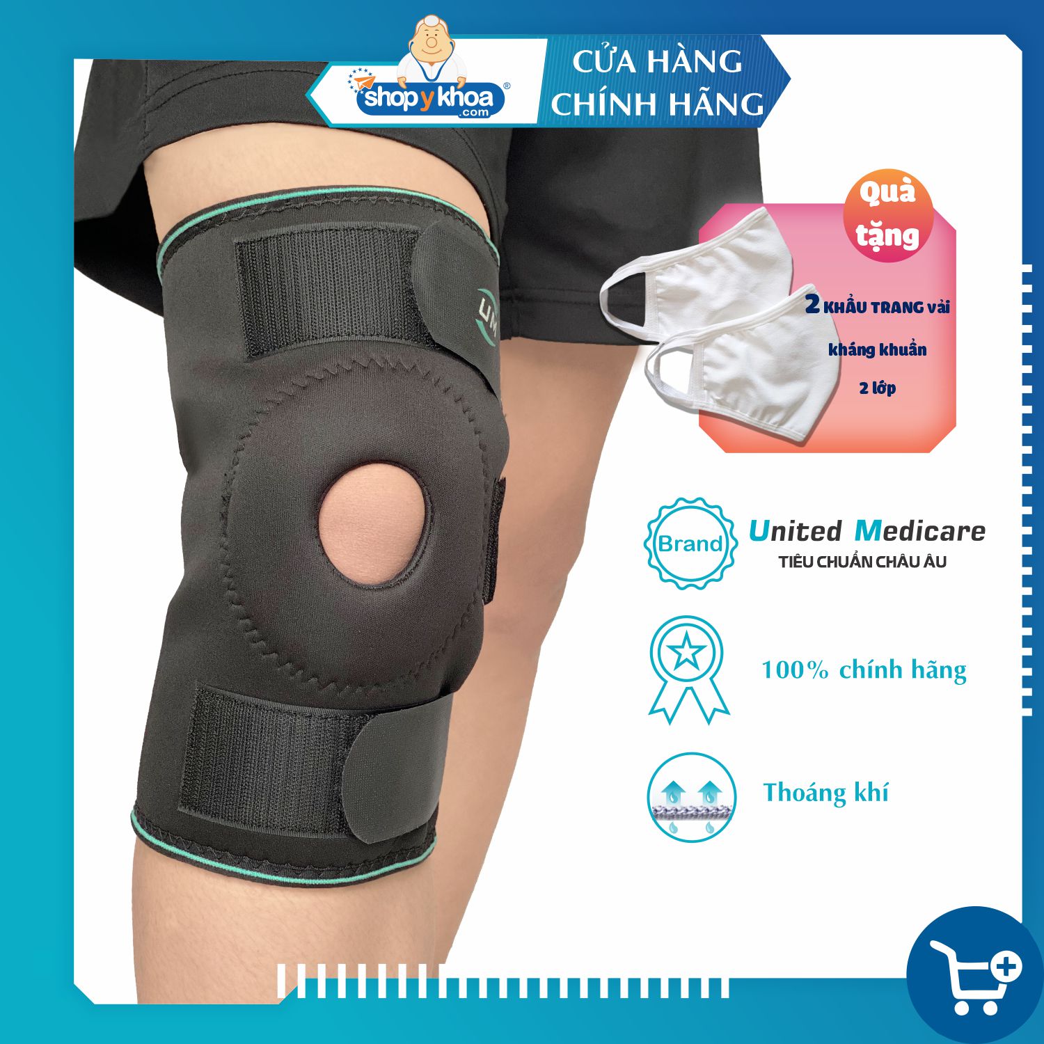 Bó gối đai dán không nẹp neoprene United Medicare