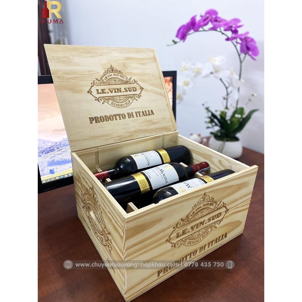 Set quà tặng hộp gỗ 6 chai rượu vang Chile Santo Molina - Nhập khẩu chính hãng