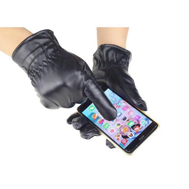 Găng tay da cảm ứng Smart phone lót lông cừu chống nước siêu ấm GT1