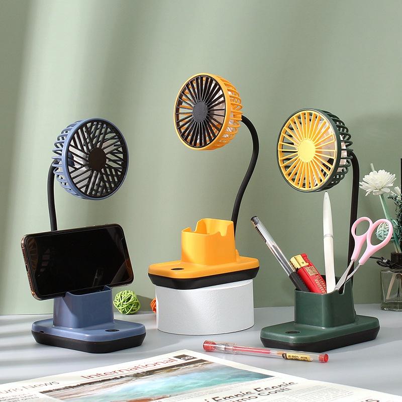 QUẠT TÍCH ĐIỆN MINI ĐỂ BÀN 3IN1 CÓ HỘP ĐỰNG BÚT + GIÁ ĐỠ ĐIỆN THOẠI VÔ CÙNG TIỆN LỢI