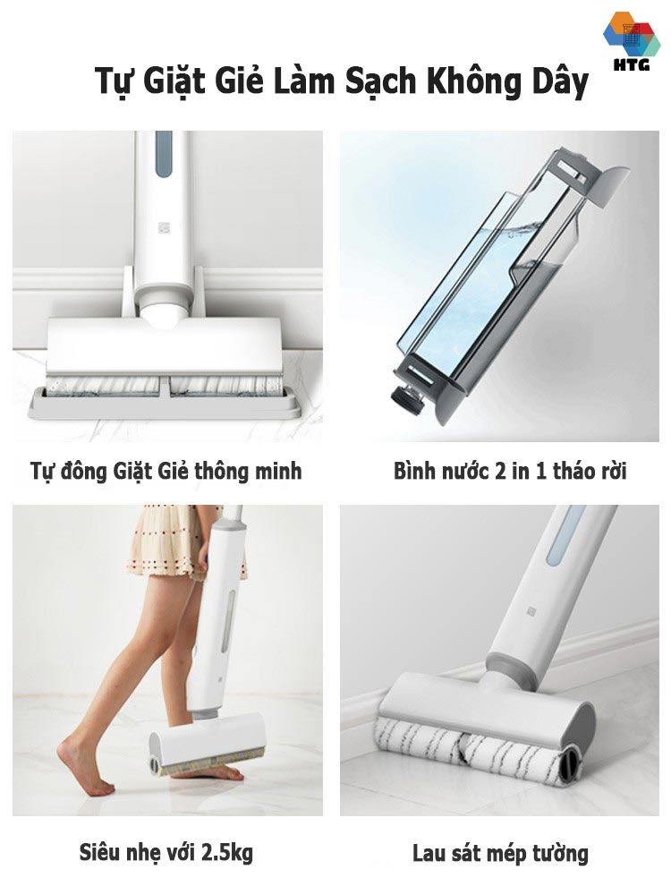 Máy lau nhà không dây Sawadaki DD1 cầm tay, công nghệ thẩm thấu, tự động giặt giẻ, siêu nhẹ 2.5kg, bình nước 2 in 1, có thể lau sát mép tường, hàng chính hãng