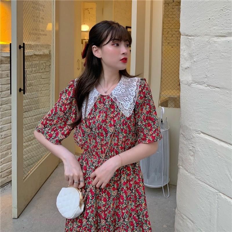 váy hoa cổ ren cho con bú