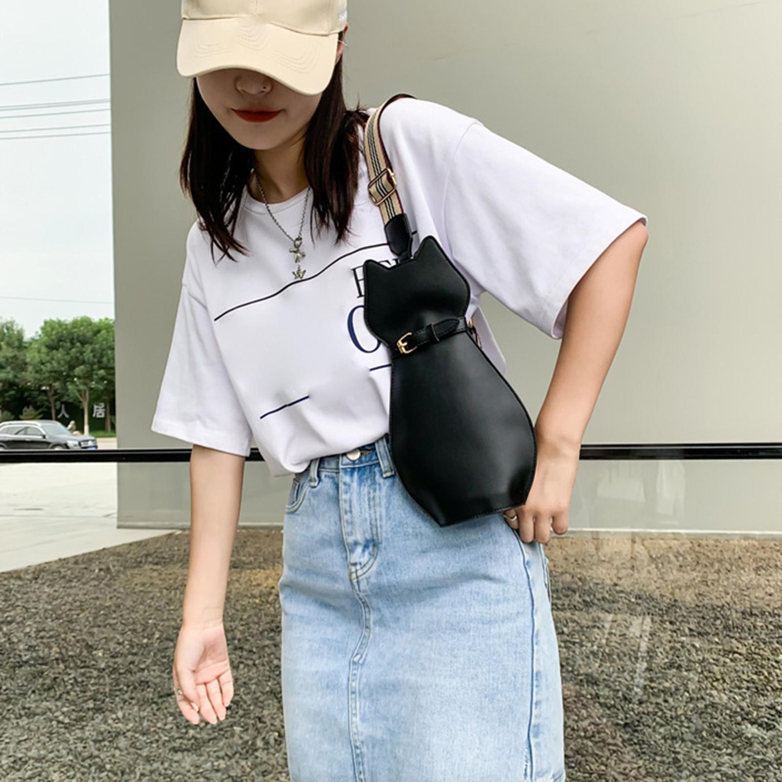 Womens Handbag Travel Purse Lady Wallet Satchel Fashion Pouch Funny PU Cat Shaped Bags Shoulder Bag for Hiking Vacation Work Outdoor Traveling
