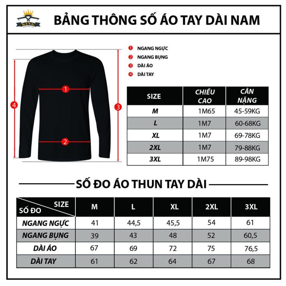 Áo thun nam tay dài KING phông rộng ,dài tay ,dáng body giữ nhiệt, thun cotton cao cấp co giãn tốt