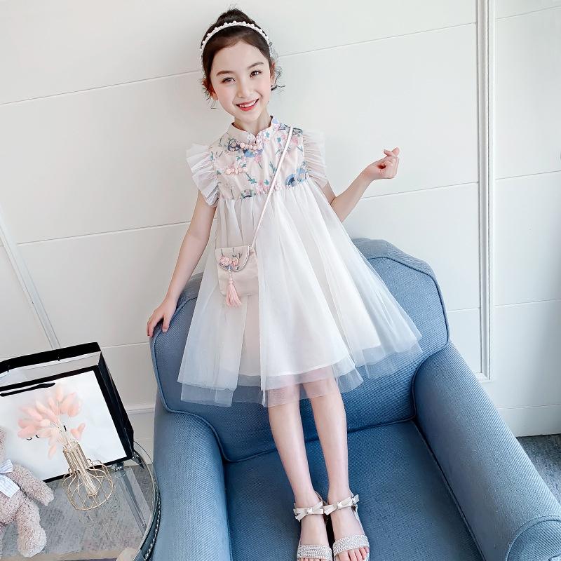 Đầm công chúa sườn xám hoa anh đào cho bé gái size 20-30kg hàng Quảng Châu cao cấp