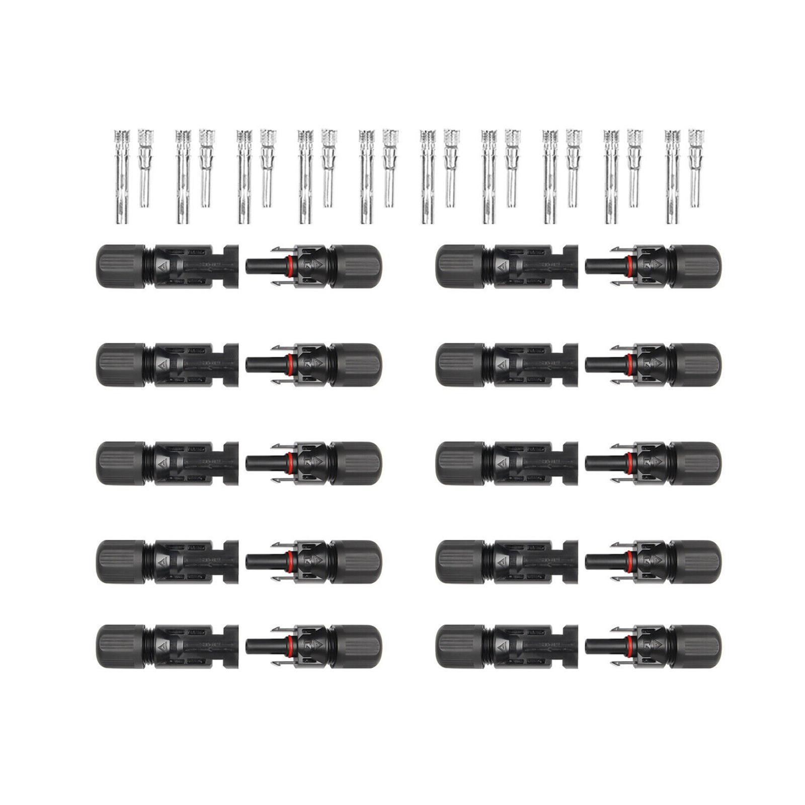 Solar Panel Connectors , Solar Panel Cable Connectors, 10 Pairs Male/Female Line Solar Connectors for Photovoltaic Systems, Garden