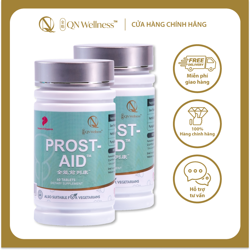 Combo Ưu Đãi Viên Uống Bổ Sung Prost-Aid QN Wellness Chiết Xuất Saw Palmetto Hỗ Trợ Trao Đổi Chất, Tăng Cường Sức Khỏe Tuyến Tiền Liệt & Chức Năng Tiểu Tiện - Hộp 60 Viên x 2