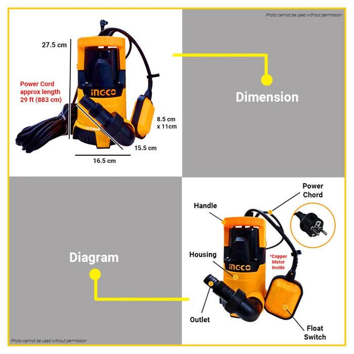 MÁY BƠM CHÌM 400W(0.5HP) INGCO SPC4008 - HÀNG CHÍNH HÃNG