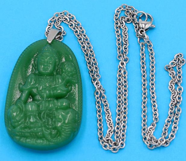 Vòng cổ Phổ hiền đá thạch anh xanh 5 cm DITTXN2 - Phật hộ mệnh cho người tuổi Thìn, Tỵ