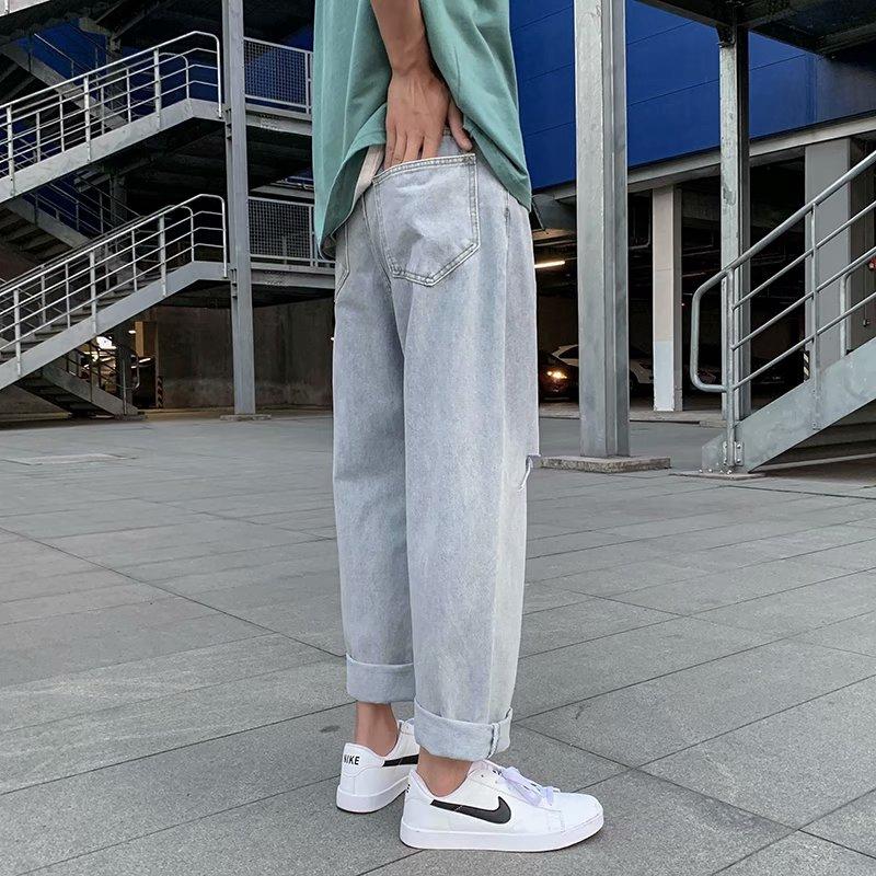 Quần Jeans Ống Đứng In Hình Hoa Cúc Cá Tính Thời Trang Cho Nam