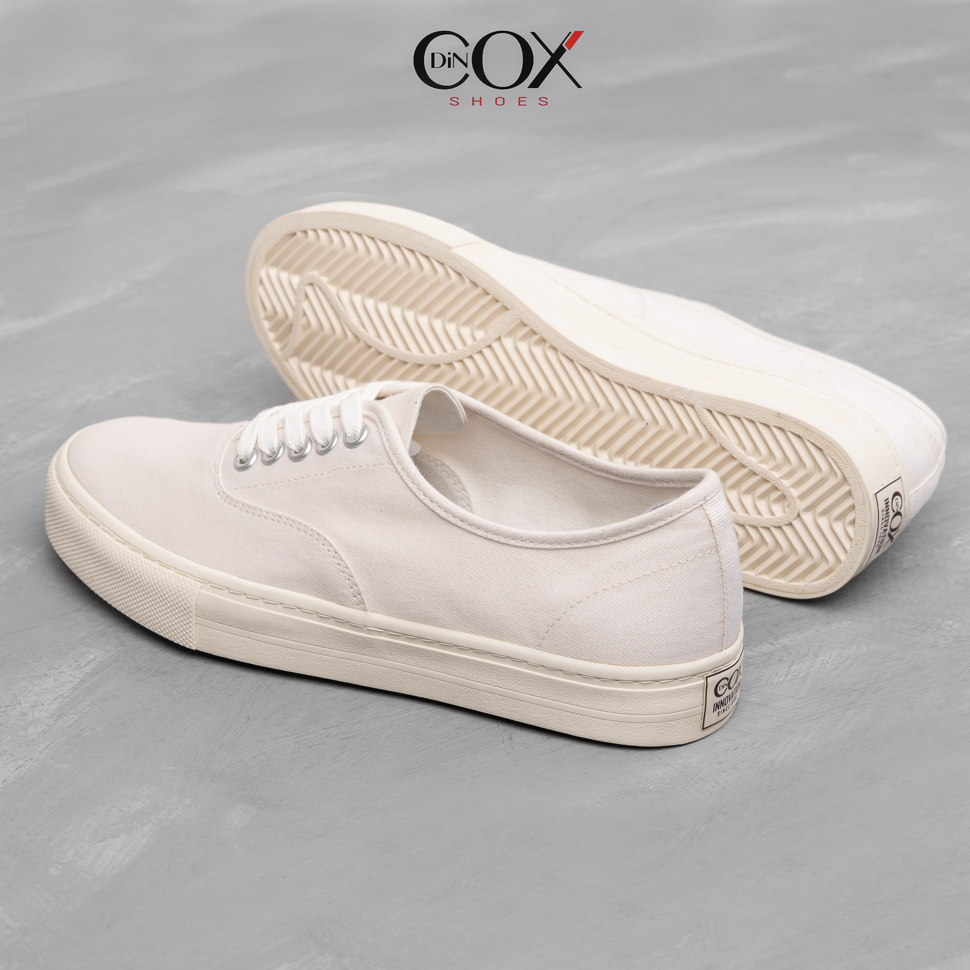 Giày Sneaker Nam Vải Canvas DINCOX E06 Off White Đơn Giản Tinh Tế Sang Trọng