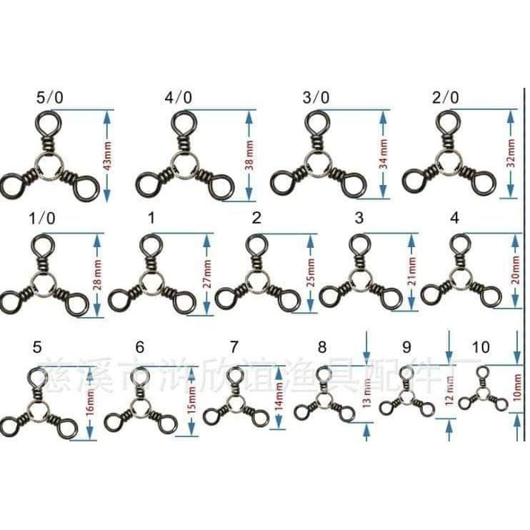 Combo 40 chiếc khóa Phụ kiện dùng cho câu cá, Khóa chống xoay 3 cạnh