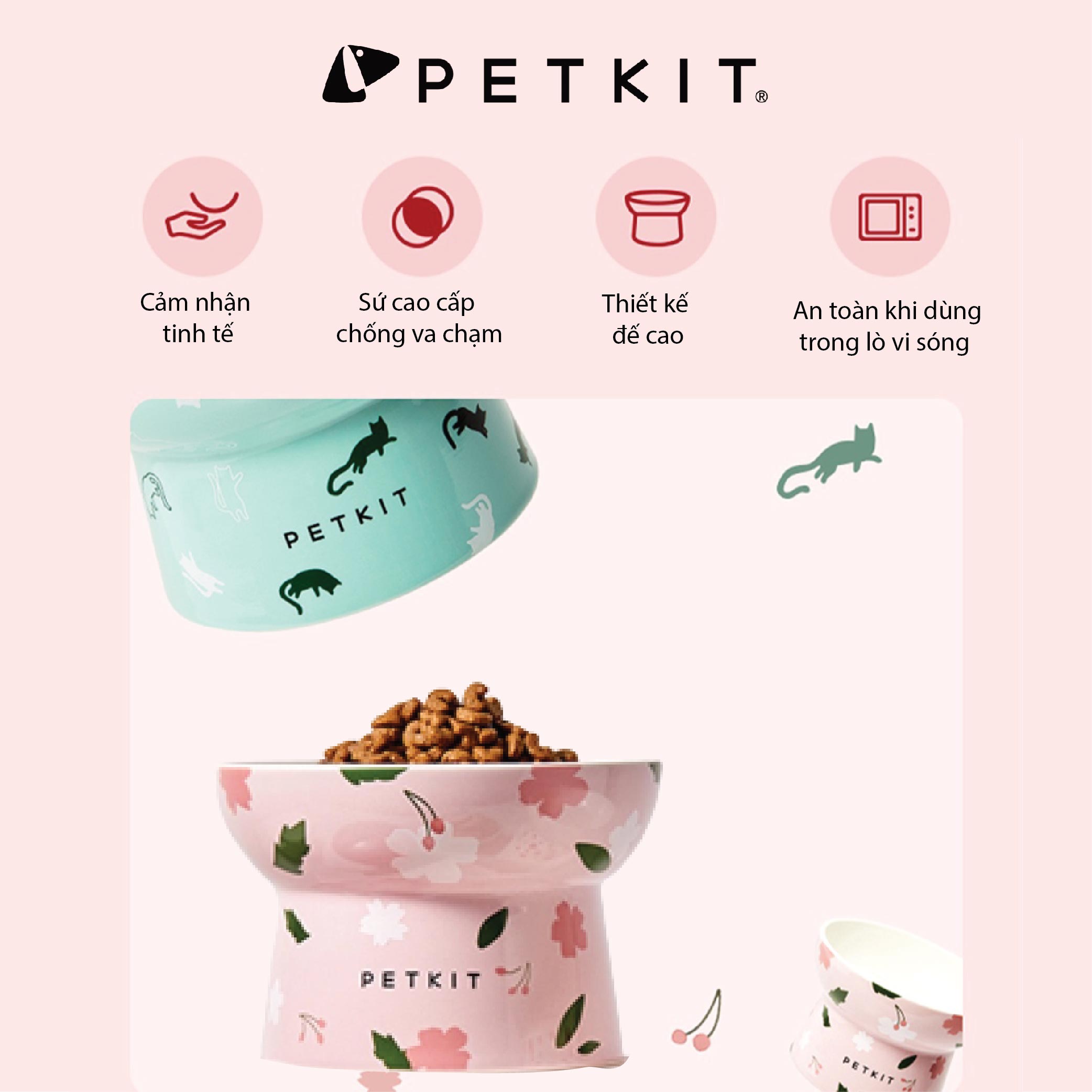 Chén Ăn, Bát Ăn Cho Chó Mèo Chống Gù Làm Từ Gốm Sứ Cao Cấp Ceramic Petkit Cera Spot