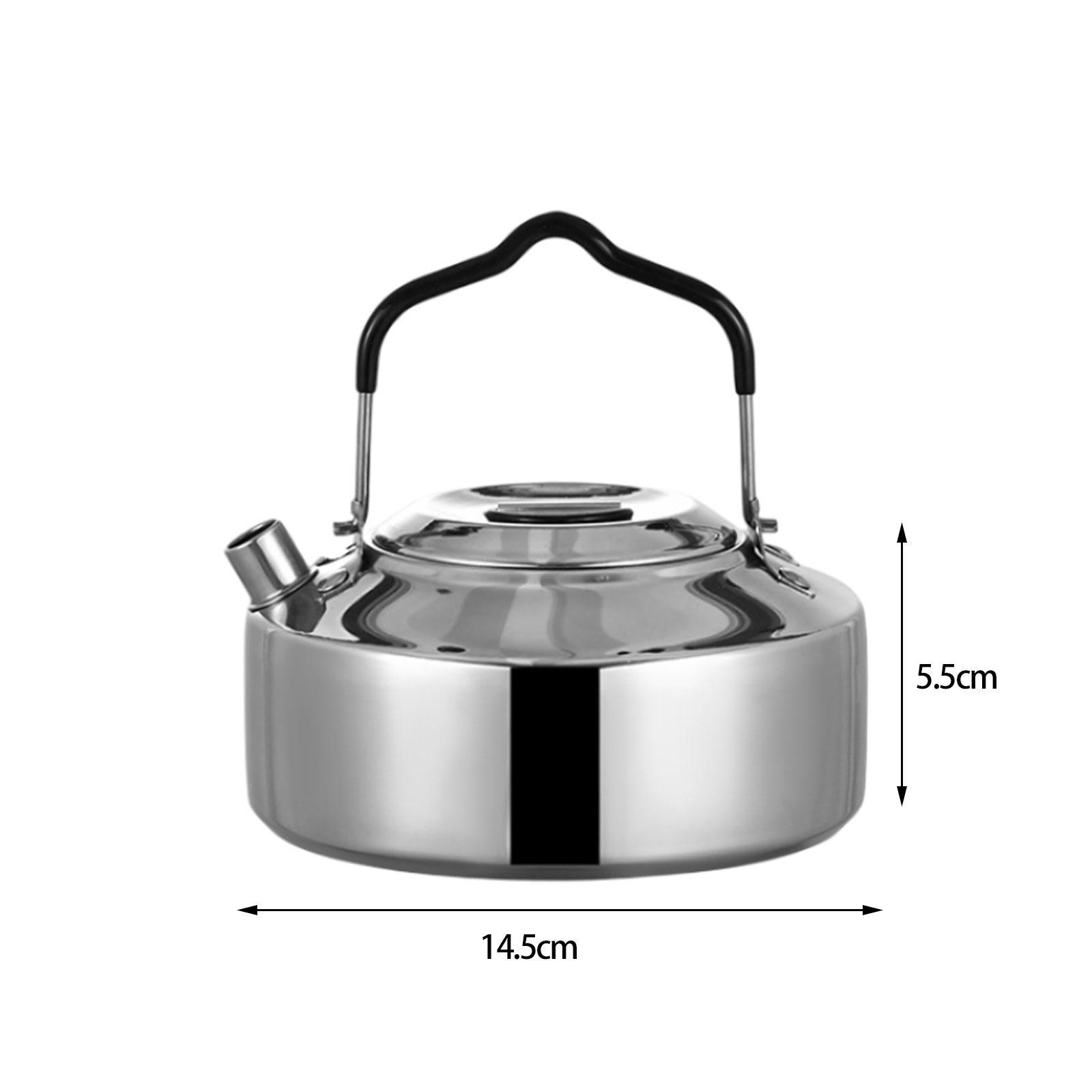 1L Camping Kettle Water Boiler Coffee Pot Easy to Clean Stainless Steel Tea Kettle Tea Pot for Cooking Mountaineering Picnic Hiking Barbecue