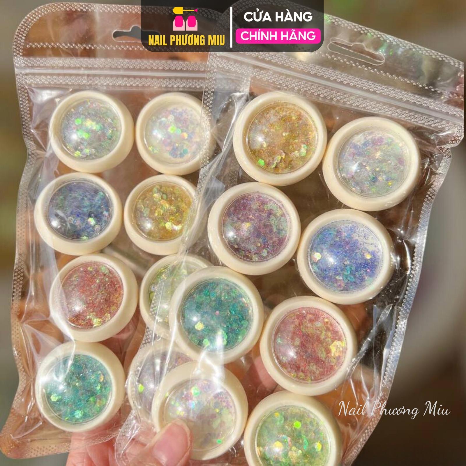 Set Nhũ Kim Tuyến Nail 8 Màu, Nhũ Vảy Cá Trang Trí Móng, Làm Đẹp Móng Tay Chân, Chất Liệu Nhũ Siêu Sáng Làm Nail Sơn Gel dap  gelgom