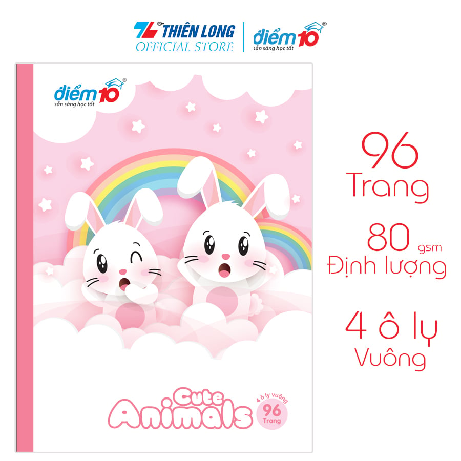 Bộ 5 Tập học sinh 96 trang 4 ô ly vuông 80gsm Điểm 10 TP-NB053 (hình ngẫu nhiên)