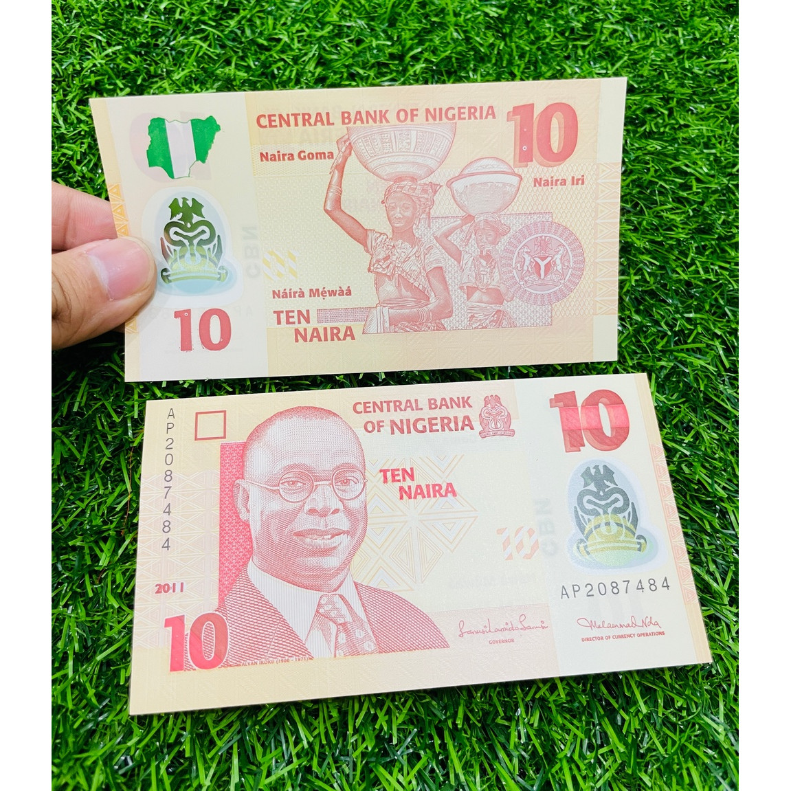 Tiền Nigeria 10 Naira, chất liệu polyme, mới 100% UNC, tặng túi nilon bảo quản The Merrick Mint