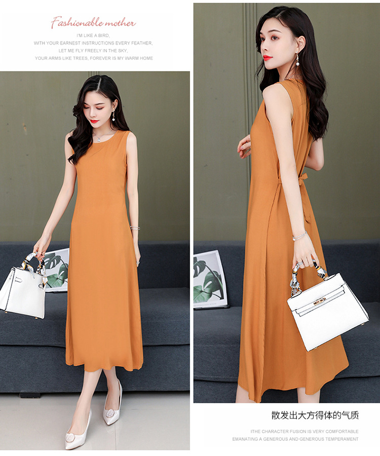 (HÀNG SẴN) Váy Lụa Coton Mềm Không Tay Màu Trơn Thời Trang Mùa Hè Cho Mẹ VH05 - Hàng Quảng Châu Cao Cấp
