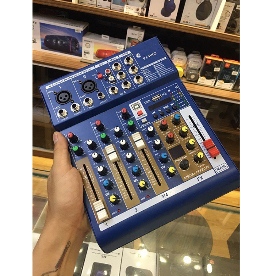 Mixer F4 Pro - Tích hợp vang số 16 chế độ vang- Chuyển đổi thành soundcard livestream karaoke