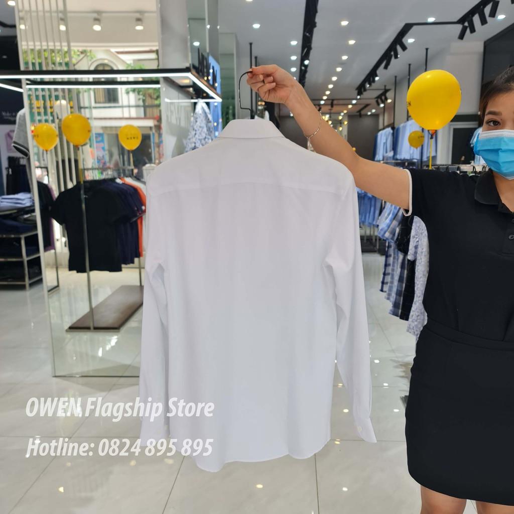 OWEN Áo Sơ mi Trắng dài tay dáng REGULAR sợi Recycle - Mã AR221560DT