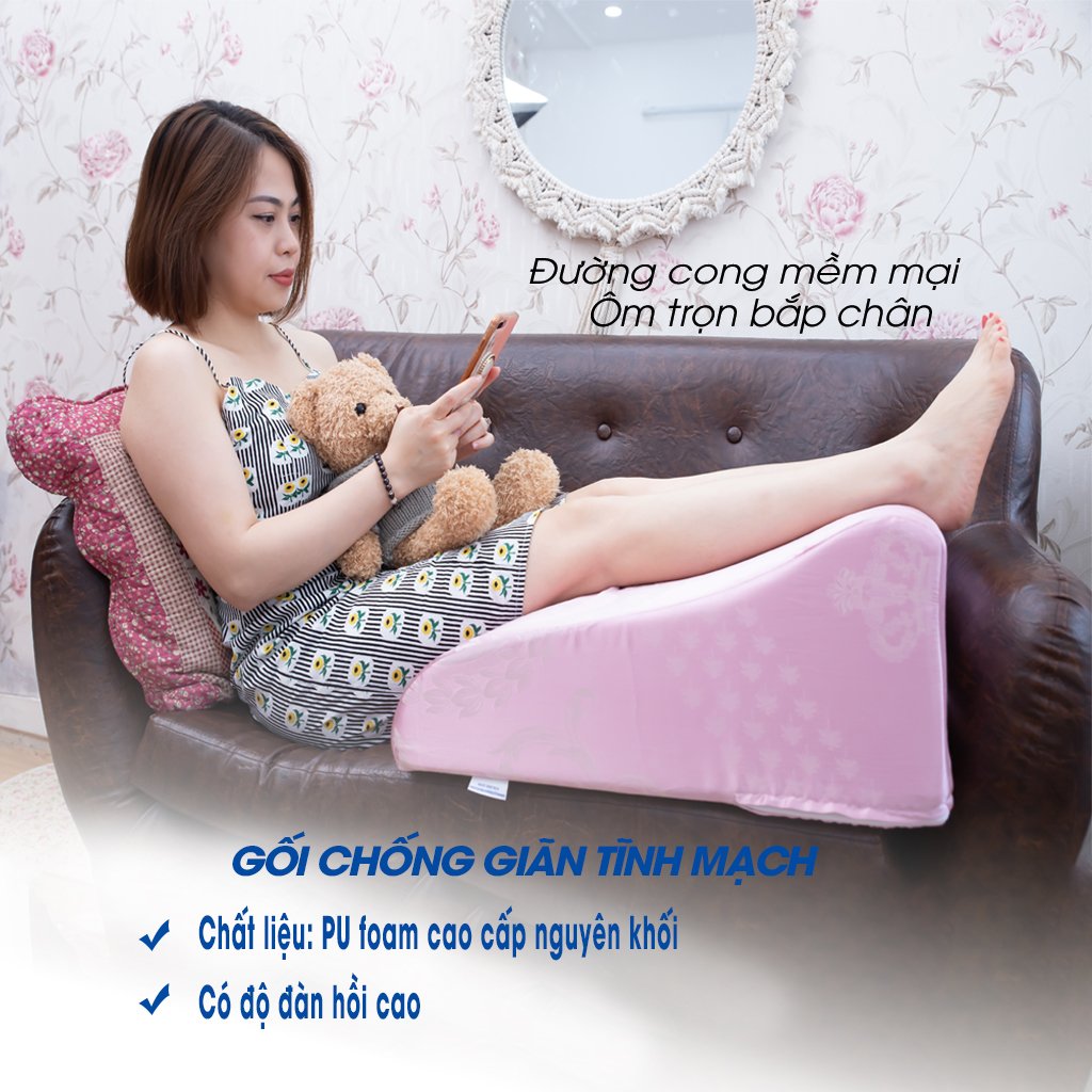 GỐI CHỐNG GIÃN TĨNH MẠCH YOROKOBI - KÍCH THƯỚC 58x48x28CM, HÀNG THƯƠNG HIỆU- MÀU NÂU HOÀNG GIA