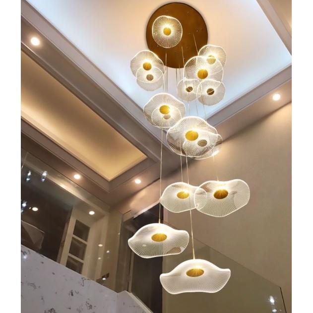 Đèn thả thông tầng phong cách sang trọng trang trí nhà cửa hiện đại, độc đáo.