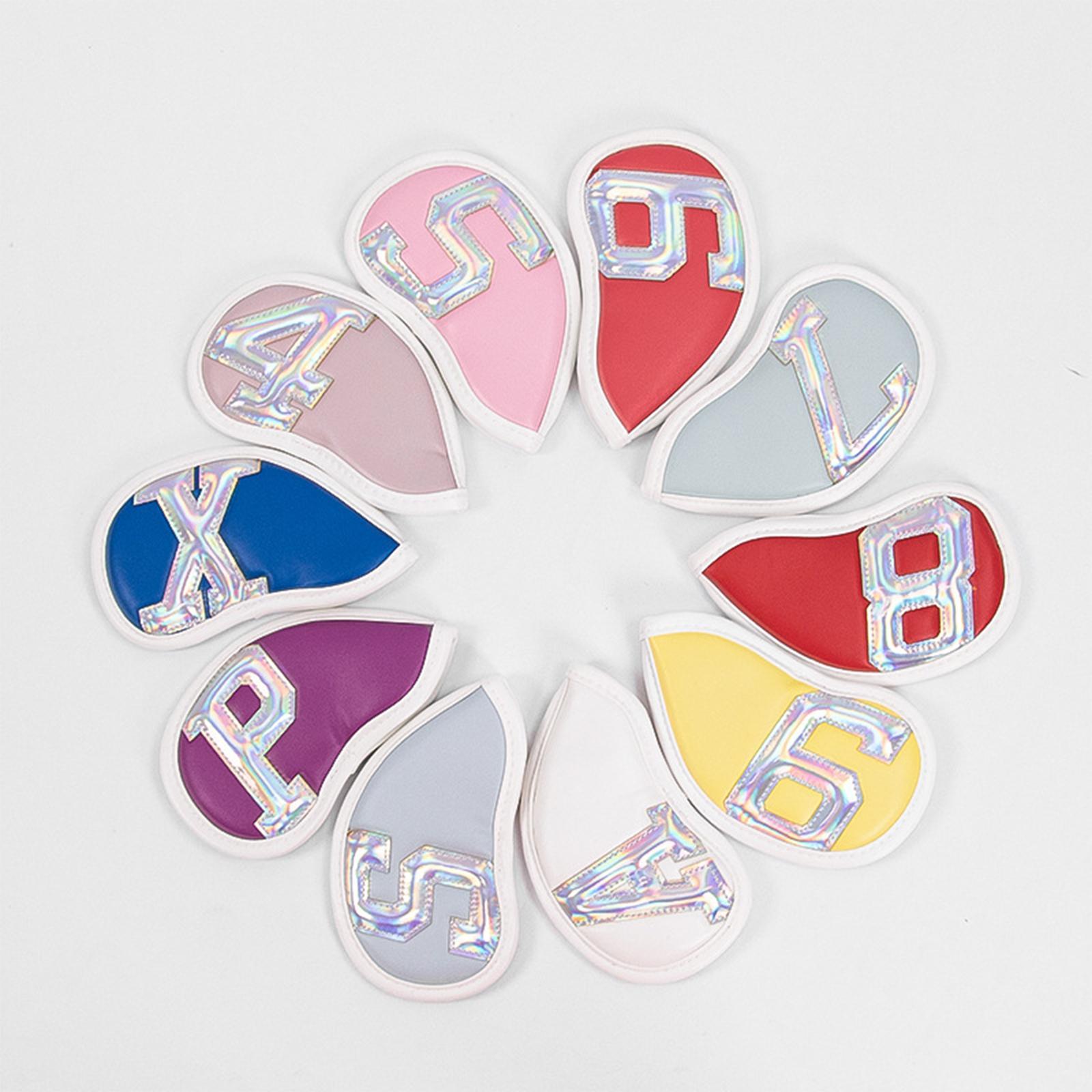 10x PU Leather Golf Iron Headcover Club Head Cover Protection Guard