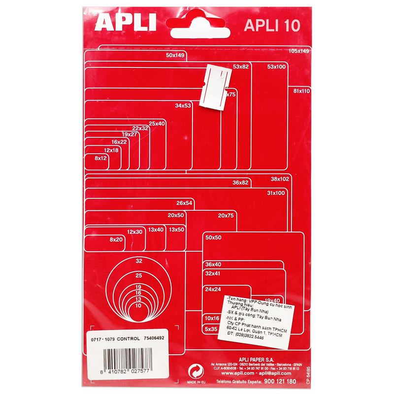 APLI_Nhãn Dán Xanh Lá 10 Miếng 25x40_2757