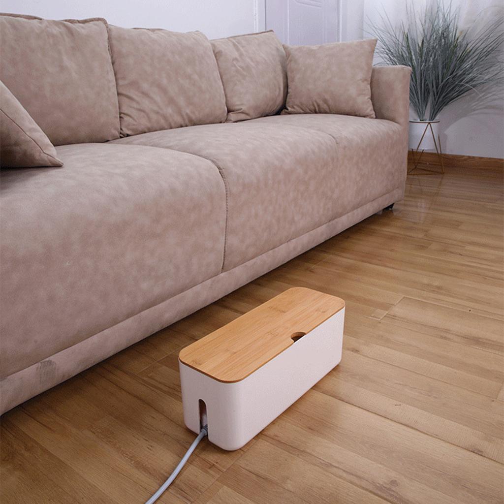 Cable Management Box Cord Tidy Socket Organizer for Home Office Small White