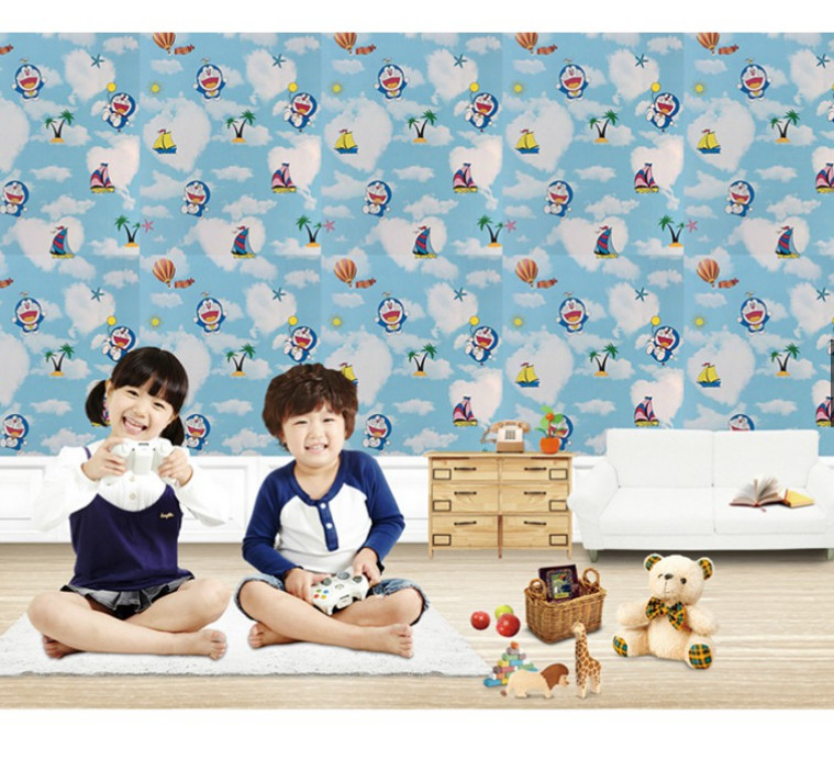 20M DECAL GIẤY DÁN TƯỜNG KEO SẴN KHỔ 45CM MẪU DOREMON BẦU TRỜI XANH