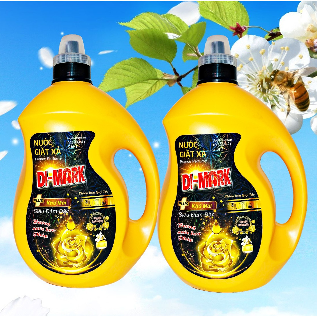 Combo 2 can nước Giặt Xả Hương Hoa Pháp 3500ml- DI-MARK Tiết kiệm và bảo vệ sợi vải