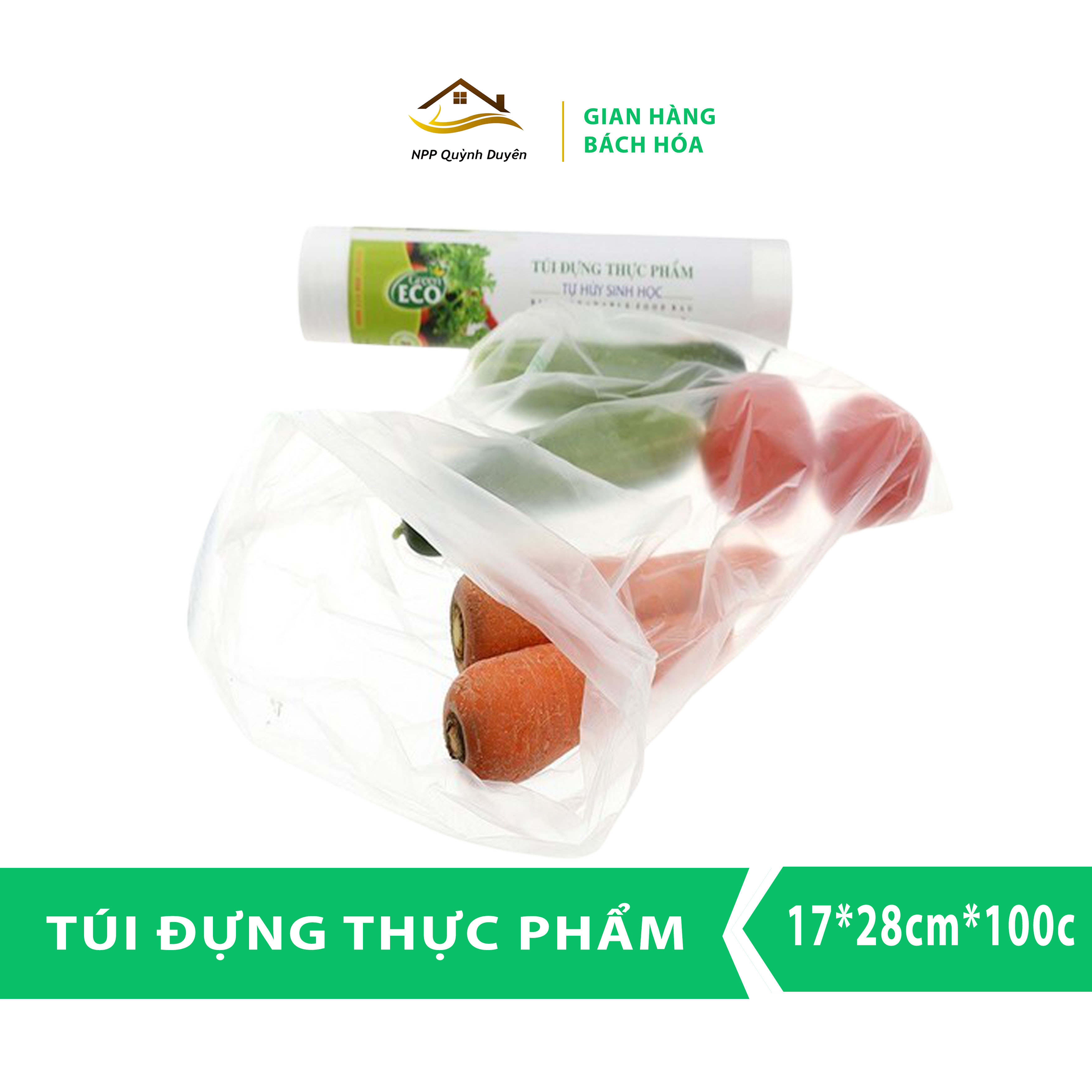 Túi nilong đựng thực phẩm bảo quản đồ ăn trong tủ lạnh kích thước 17*28*100 cái/cuộn