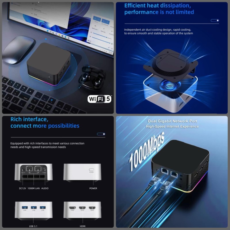 Máy Tính Siêu Nhỏ Ultra Mini T9 PLUS - Intel thế hệ 12 Twin Lake N150 - Hỗ Trợ Xuất Hình 4K 60hz hàng nhập khẩu