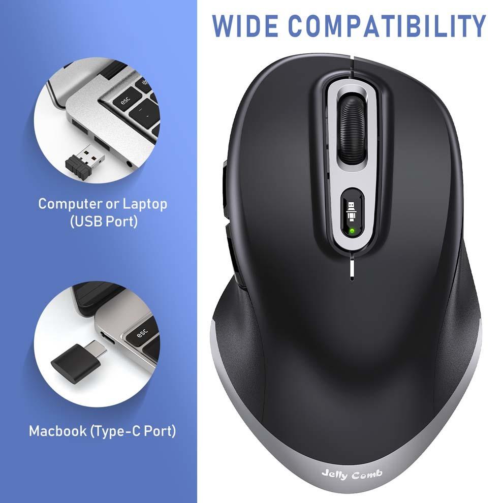 Sữa Ong Chúa Lược Loại C Chuột Không Dây Cho MacBook Laptop Máy Tính USB 2.4GHz Công Thái Chuột Có Thể Điều Chỉnh 2400DPI Chơi Game chuột