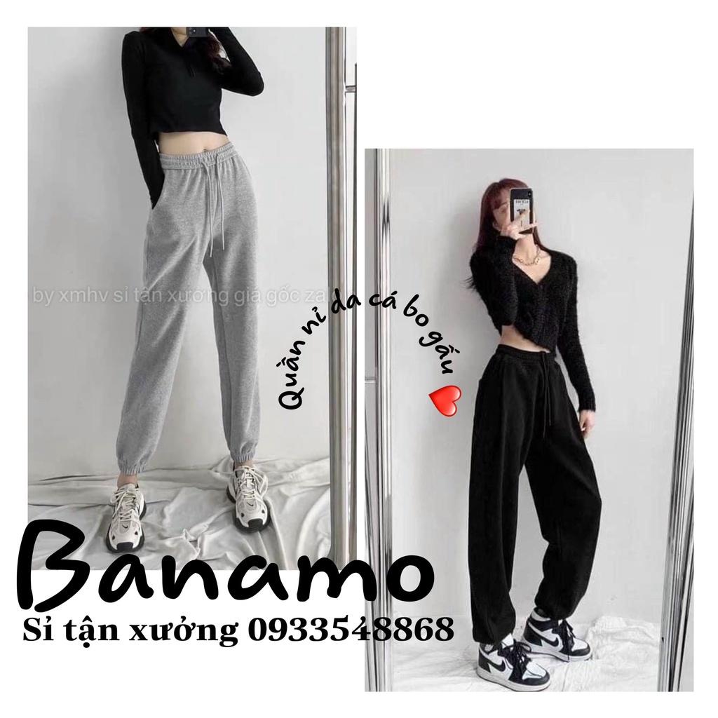 Quần jogger nỉ da cá ống suông bo gấu Unisex kiểu dáng thể thao siêu hot thời trang Banamo Fashion 297