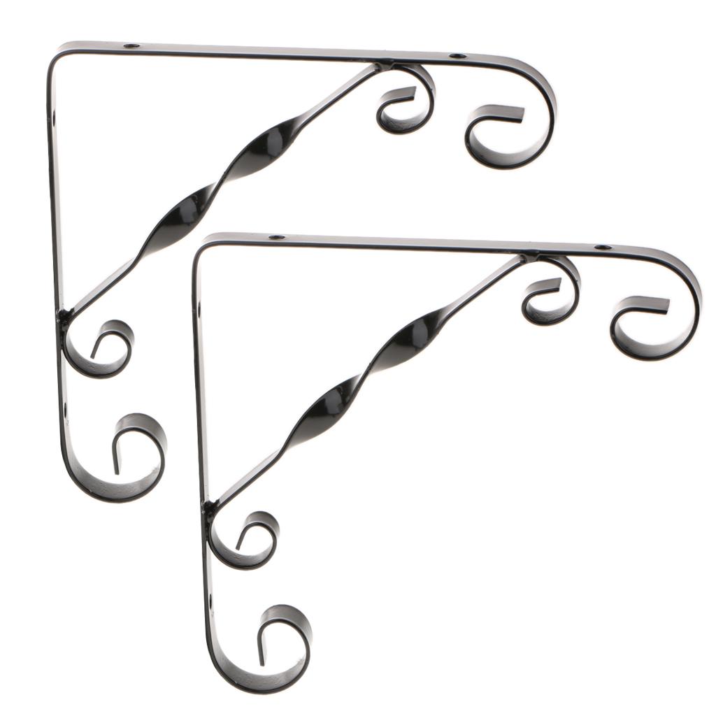 2x Metal Black Floating Wall Shelf Bracket Support Holder Wall Rack DIY #1