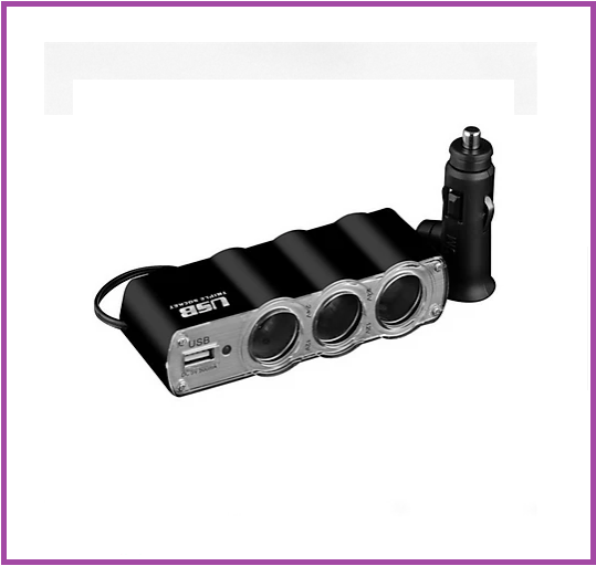 Bộ chia tẩu sạc dùng cho ô tô, xe hơi với 3 lỗ tẩu sạc kết hợp 1 cổng USB