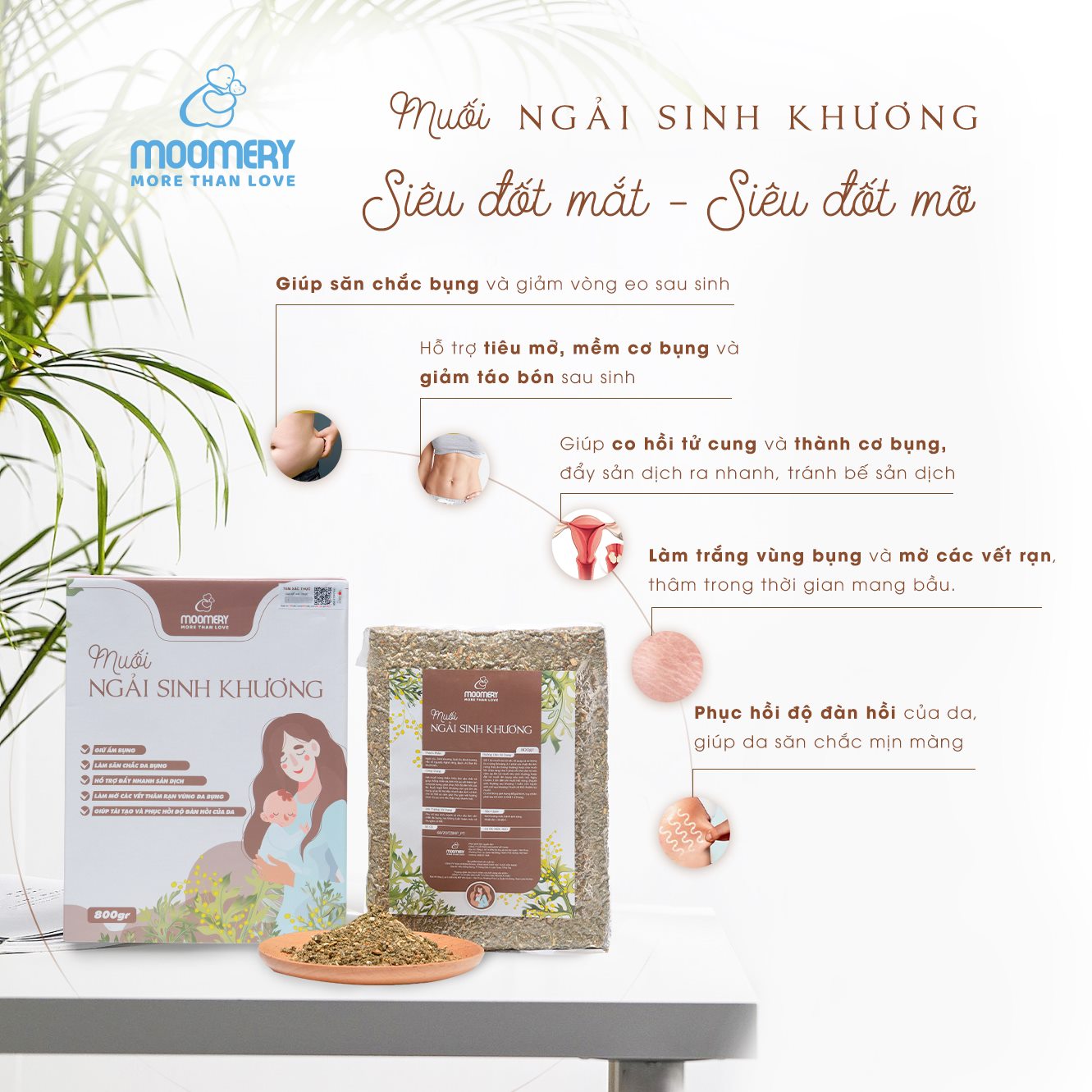 Muối Ngải Sinh Khương Moomery, Săn Eo, Tan mỡ, Mờ Thâm Rạn