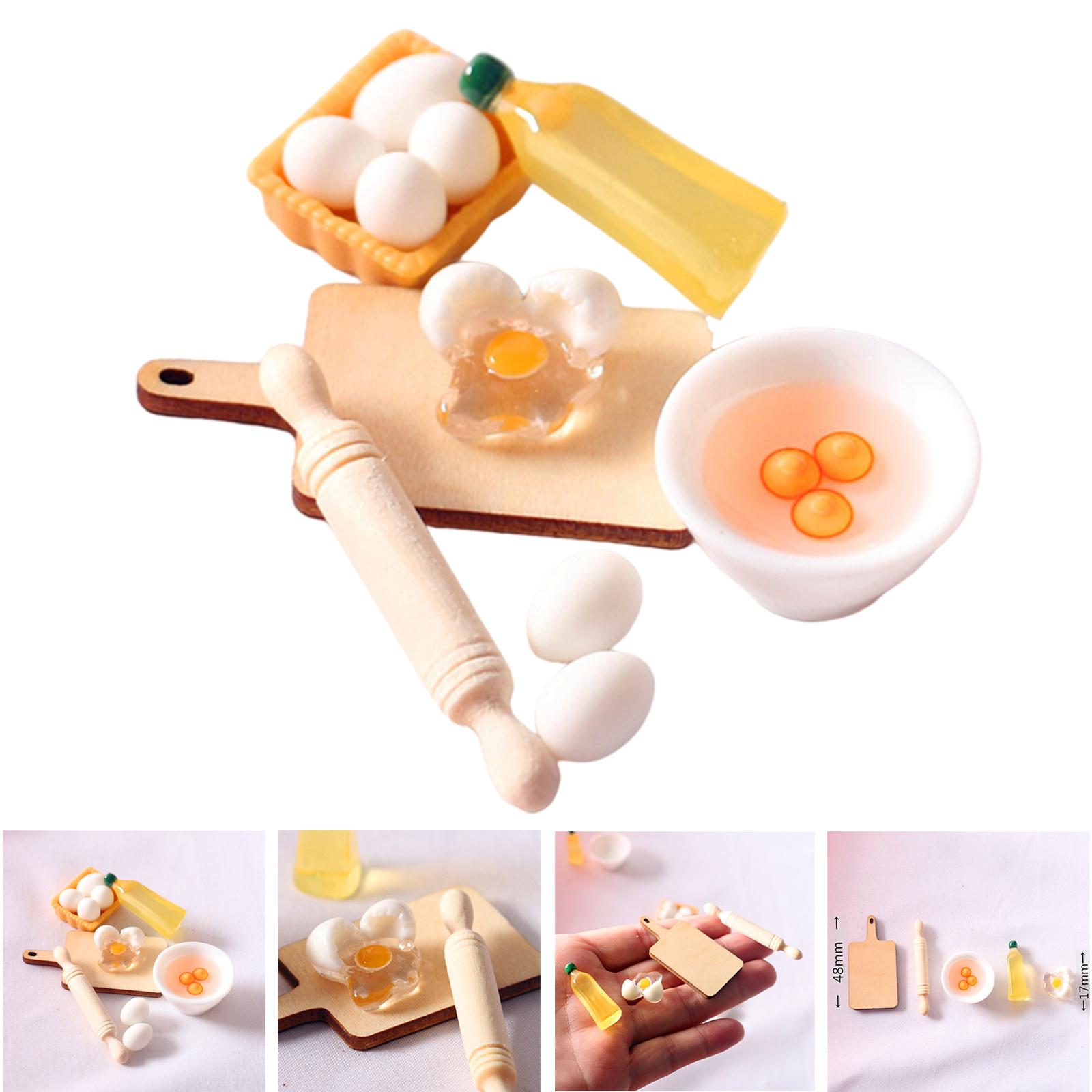 5Pcs/Set 1/12 Girl Rolling Pin Egg Bowl Set Doll House Kitchen Furniture