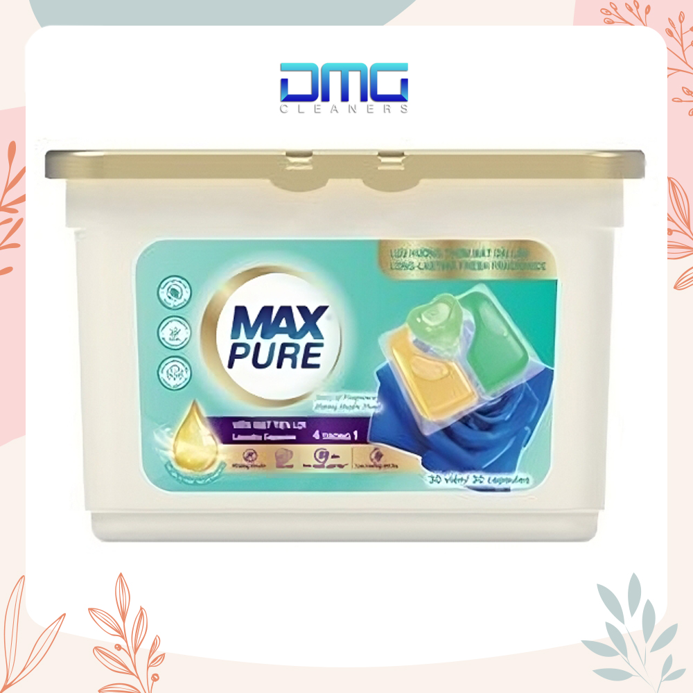 Hộp 30 Viên Giặt Tiện Lợi Max Pure 4in1- Công Nghệ Carezyme Hương Huyền Thoại