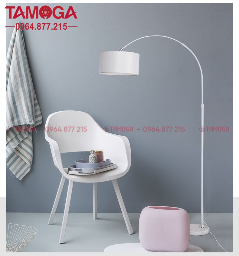 Đèn cây chụp vải trắng 9093A WH màu trắng TAMOGA LENIS