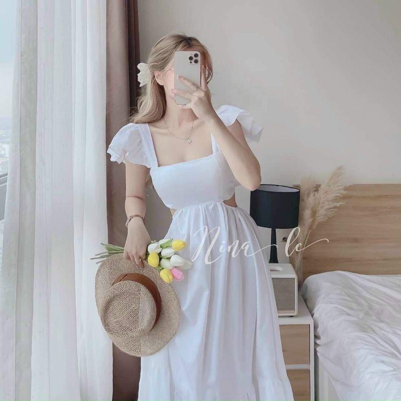 ĐẦM MAXI KHOÉT EO 2 BÊN BÈO VAI
