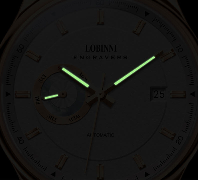 Đồng hồ nam chính hãng LOBINNI L17017-2 full box,hàng mới 100% ,kính sapphire chống nước,chống xước,dây da xịn ,kiểu dáng đơn giản ,mặt trắng size 40mm