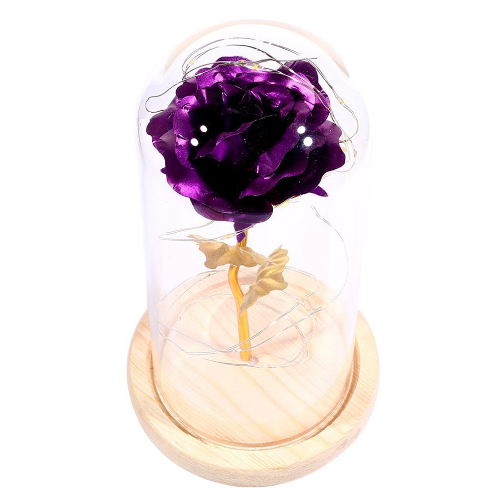 Led Rose Flower Light  on Wooden Base Home Decorations