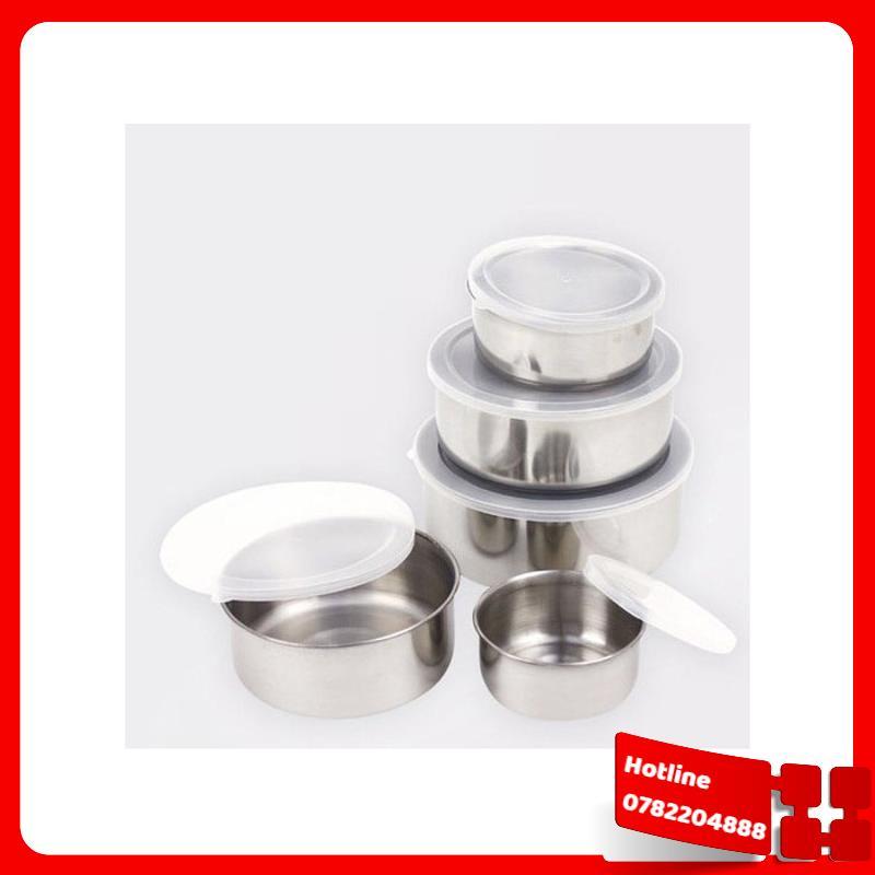 Bộ 5 Bát Inox Có Nắp Đậy - Loại Tốt