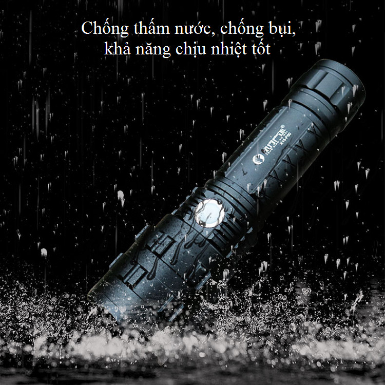 Đèn pin cầm tay mini du lịch, dã ngoại chắc chắn ánh sáng chiếu xa pin sạc M15