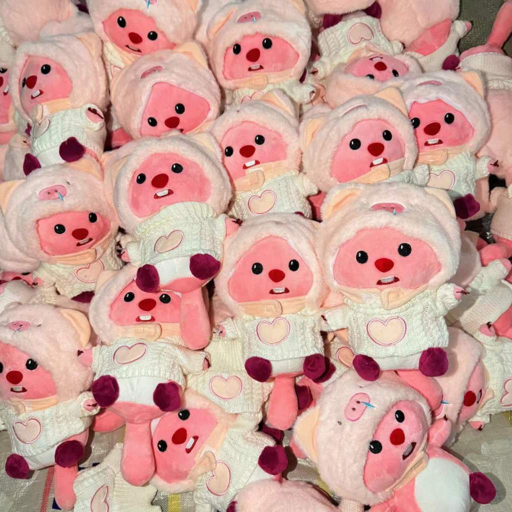 Thú nhồi bông Loopy cosplay mũ heo mặc áo len có thể cởi được - Size 20cm - Quà tặng Loopy đội mũ heo set gồm 1 gấu + mũ + áo len - Gối ôm cho bé