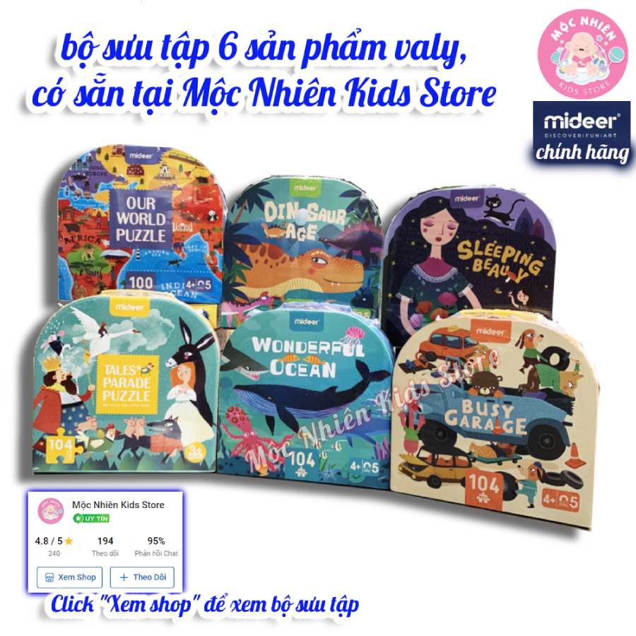 Bộ xếp hình puzzle valy Mideer 100 mảnh ghép dành cho bé 4 tuổi trở lên - Chủ đề Thế giới chúng ta MD3027